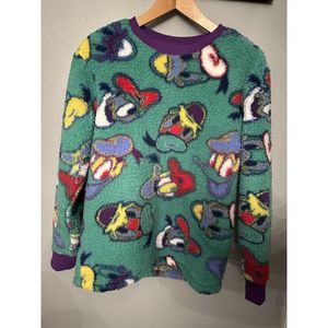 Disney Parks Donald Duck Sherpa Fleece Pullover Sweater, Long Sleeve, Size S